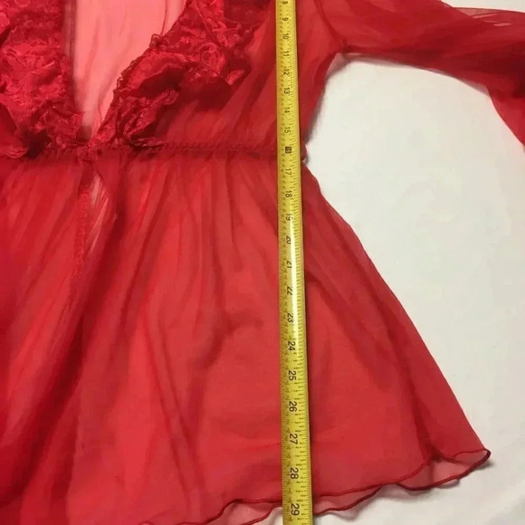 Red Lace & Mesh Cover Up Kimono Robe - Picture 7 of 7
